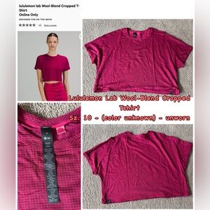 NWOT Lululemon Lab wool cropped tshirt - size 10 Pink Dragonfruit/Wild Berry